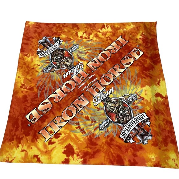 Iron Horse Saloon 2010 30th Anniversary Bike Week Bandana Handkerchief Tie Dye - Picture 1 of 4